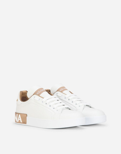 Dolce & Gabbana Calfskin nappa Portofino sneakers with lamé details outlook