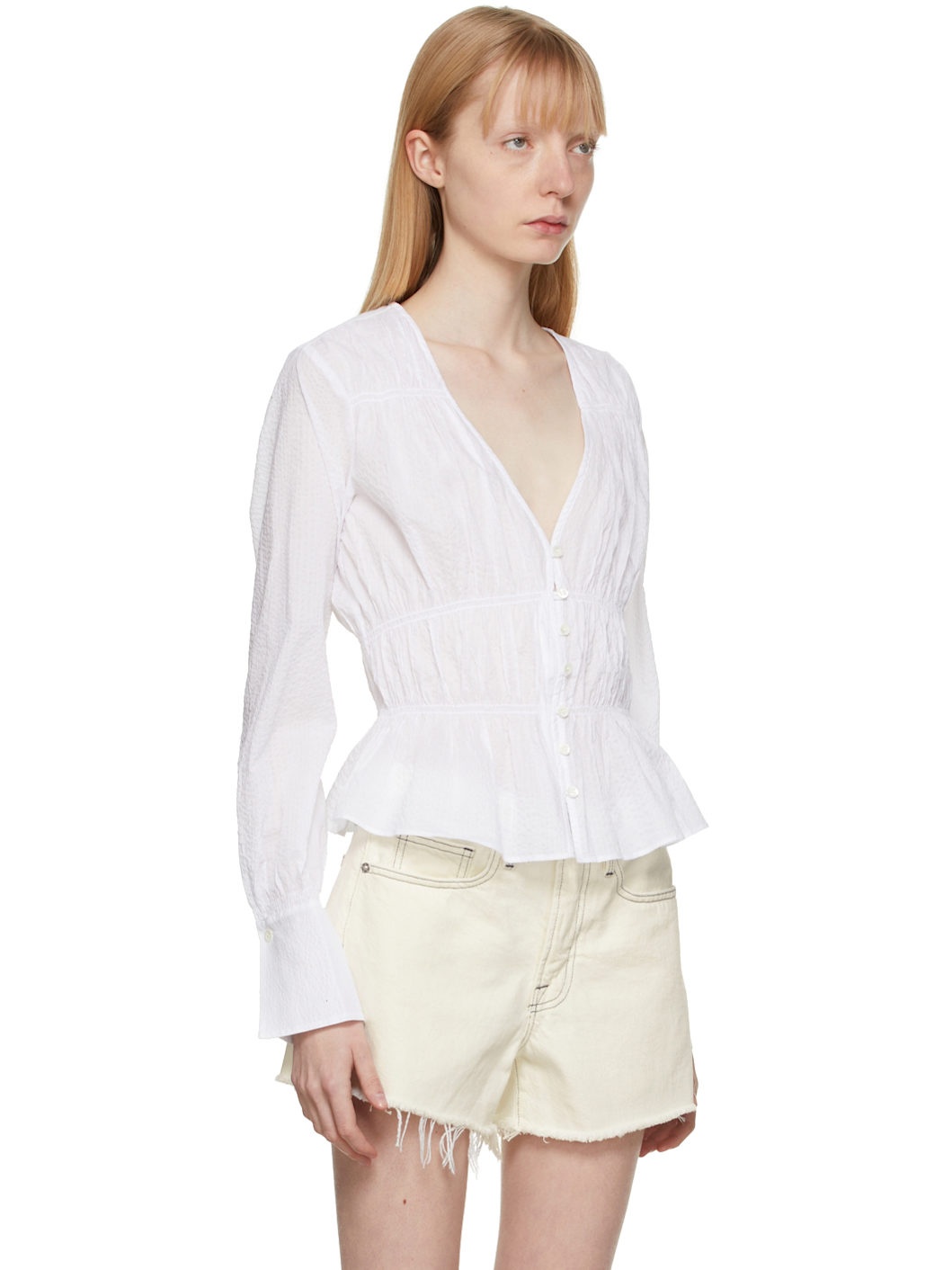 White Ruched Blouse - 2