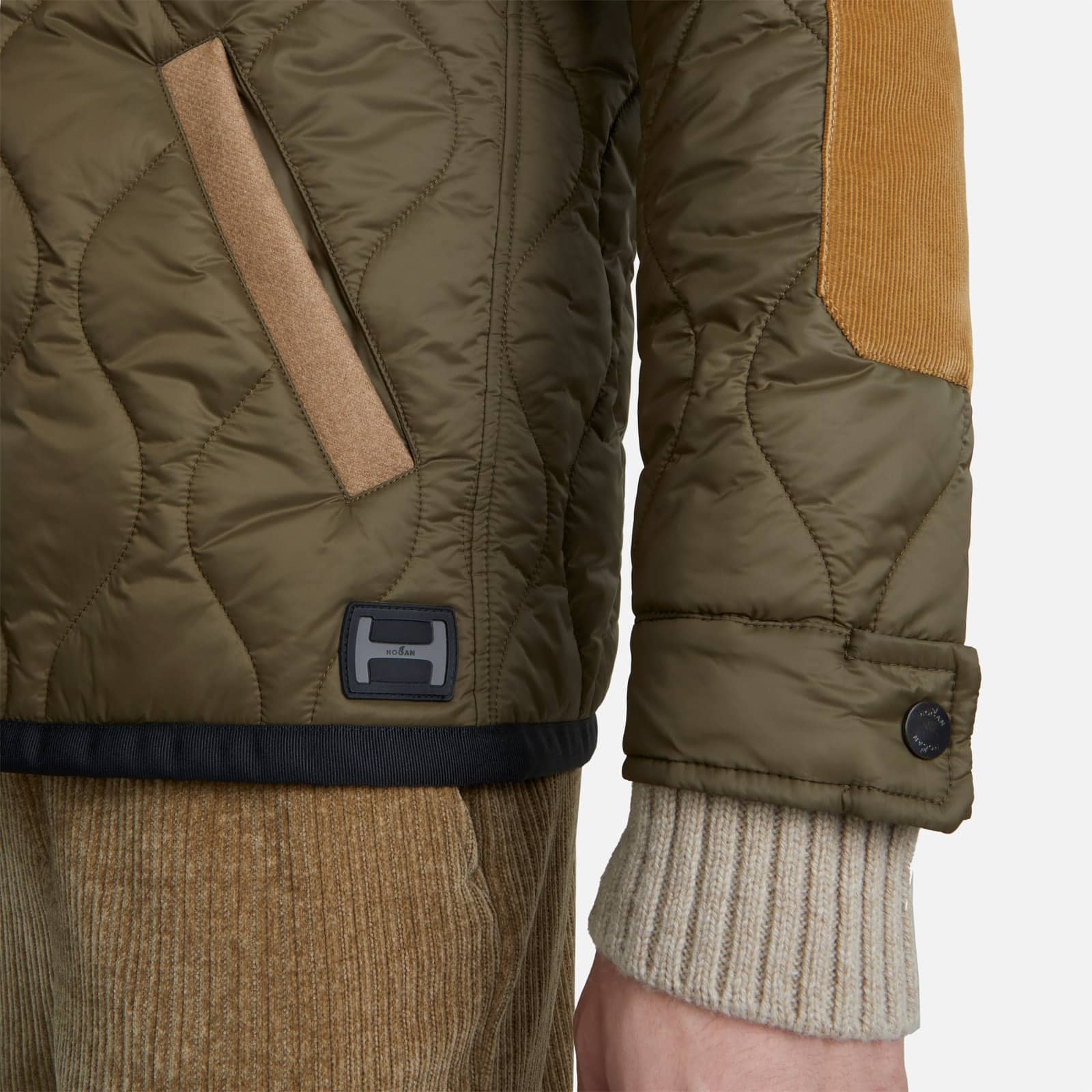 Quilted Shirt Jacket Green Brown Beige - 6