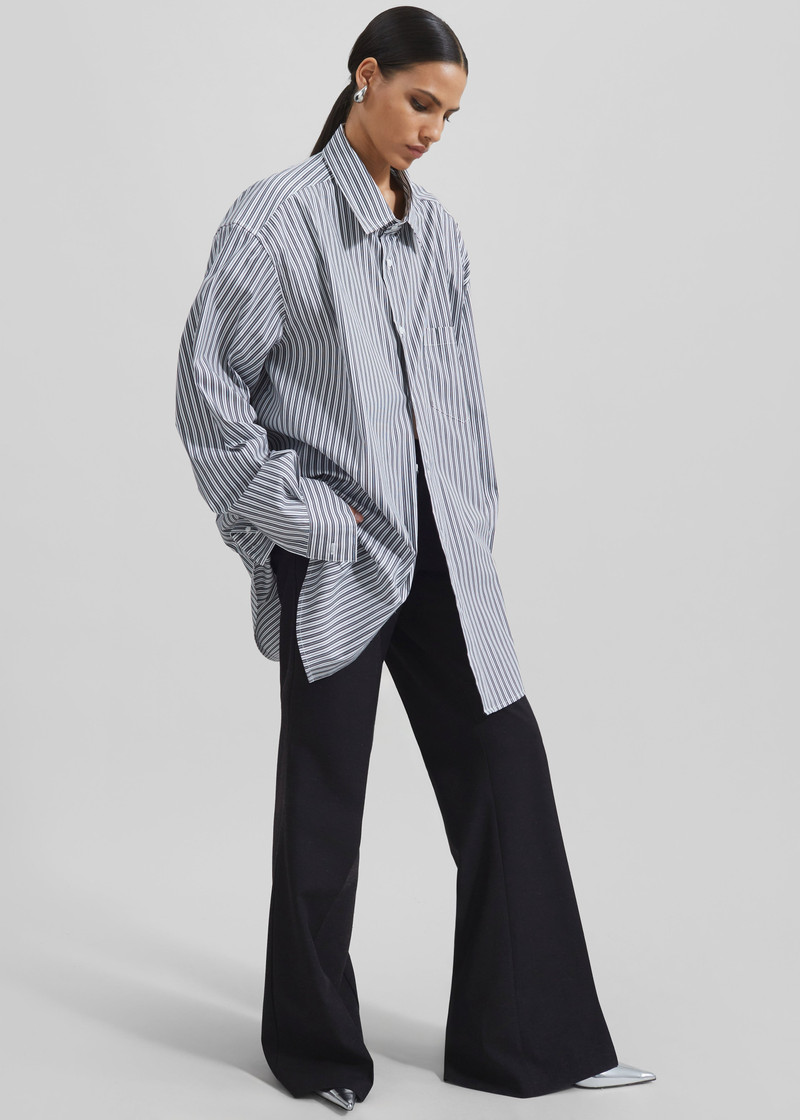 Cyrus Button Up Shirt - Black/White Stripe 8