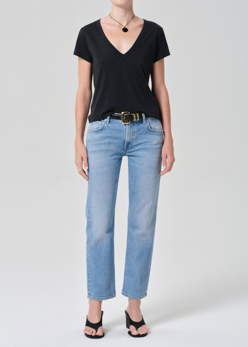 Hara V Neck Tee In Washed Black 6