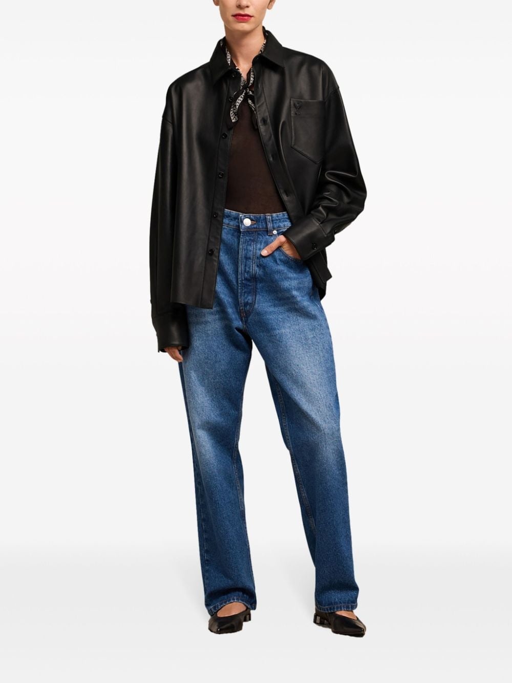 Ami de Coeur-embroidery lambskin shirt - 3