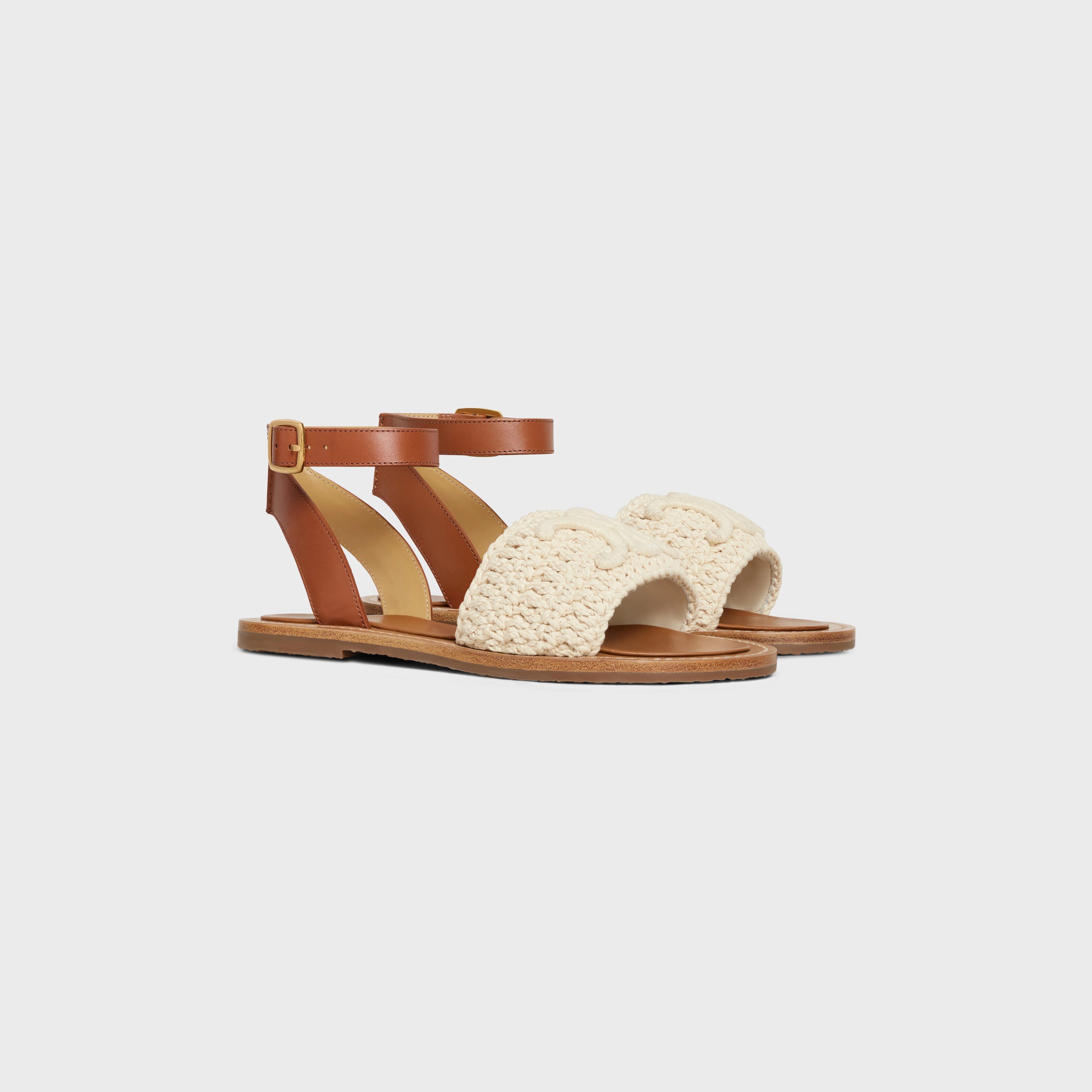 CELINE LYMPIA SANDAL in TRIOMPHE MACCRAMÉ COTTON & CALFSKIN - 2