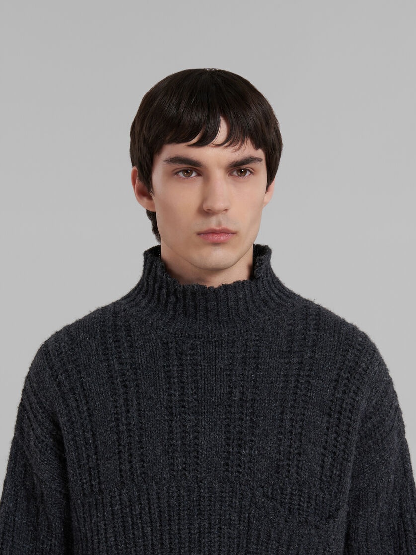 GREY VIRGIN WOOL JUMPER WITH NIBBLED HEM - 4