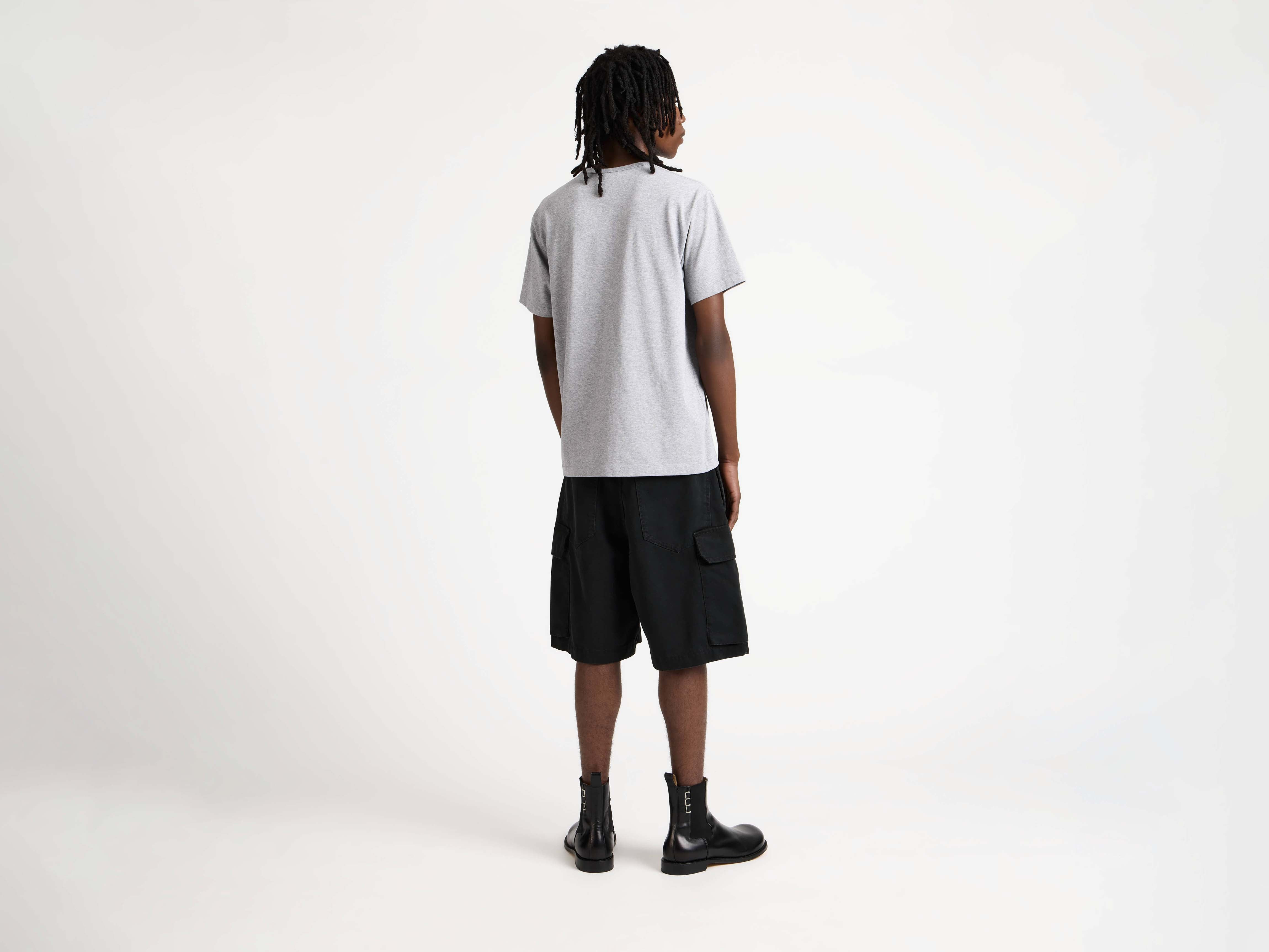 EMBROIDERED ANCHOR T-SHIRT IN MID GREY MELANGE - 3