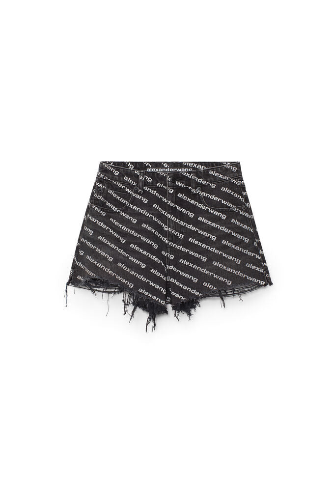 BITE LOGO SHORT IN GREY AGED DENIM (GRAY AGED/WHITE) - 1