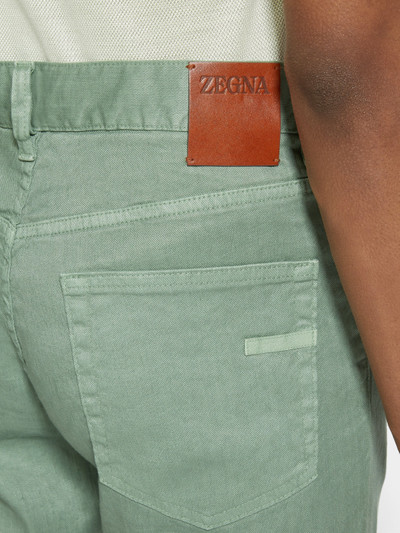 ZEGNA SAGE GREEN STRETCH LINEN AND COTTON ROCCIA JEANS outlook