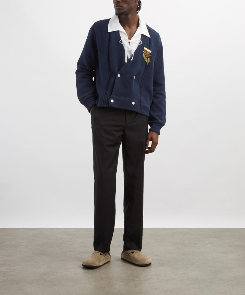 Navy Double-Breasted Cardigan 2