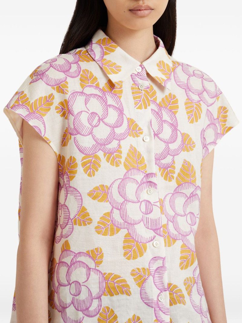 floral cap-sleeved shirt 5