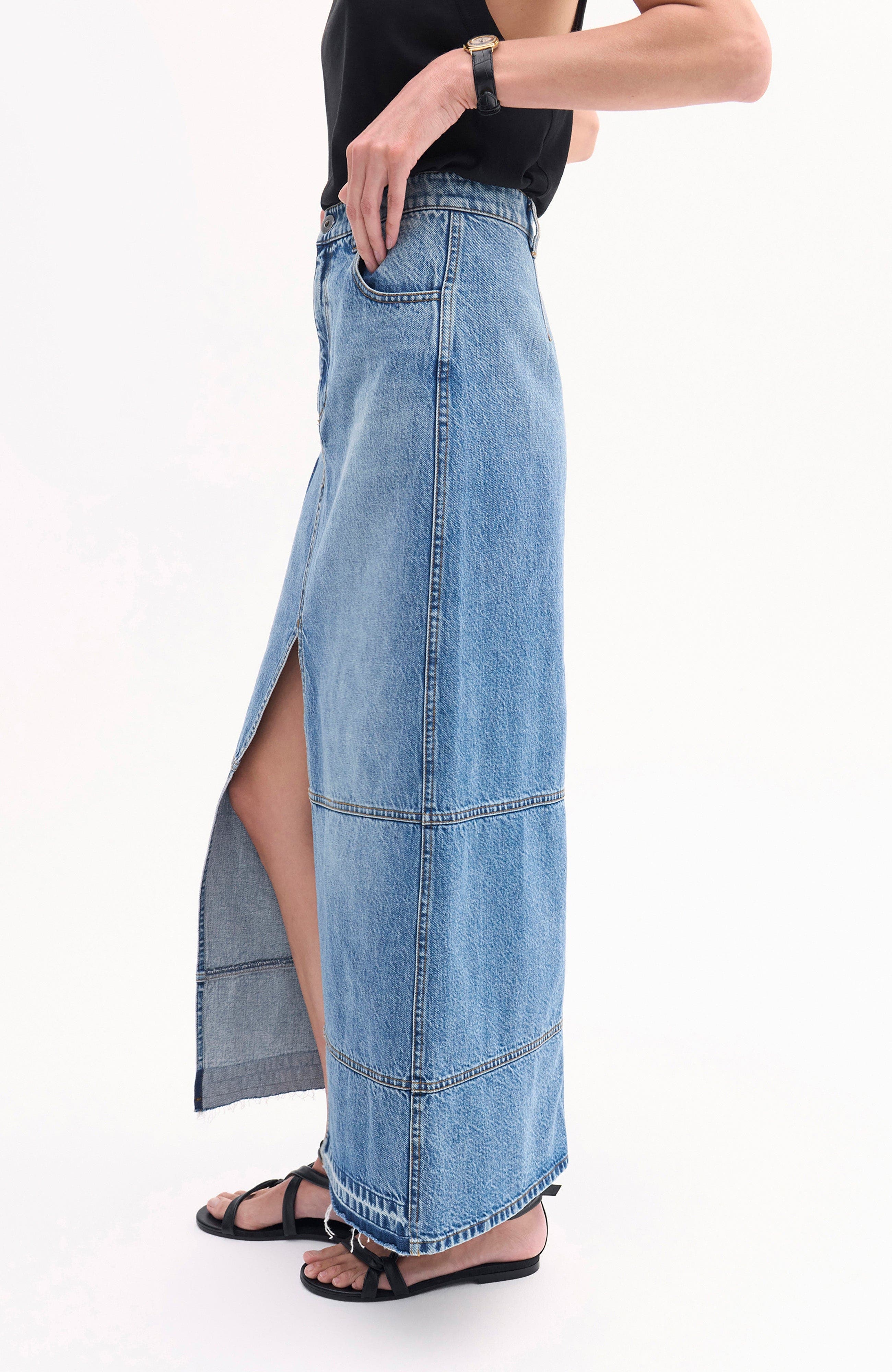 CO Patchwork Maxi Skirt in Denim in Indigo at Nordstrom - 2