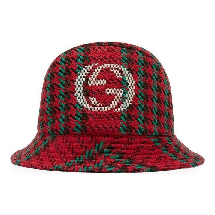 Gucci Houndstooth Wool Fedora With Interlocking G 'Red' 640876-4HABN-8200 - 1
