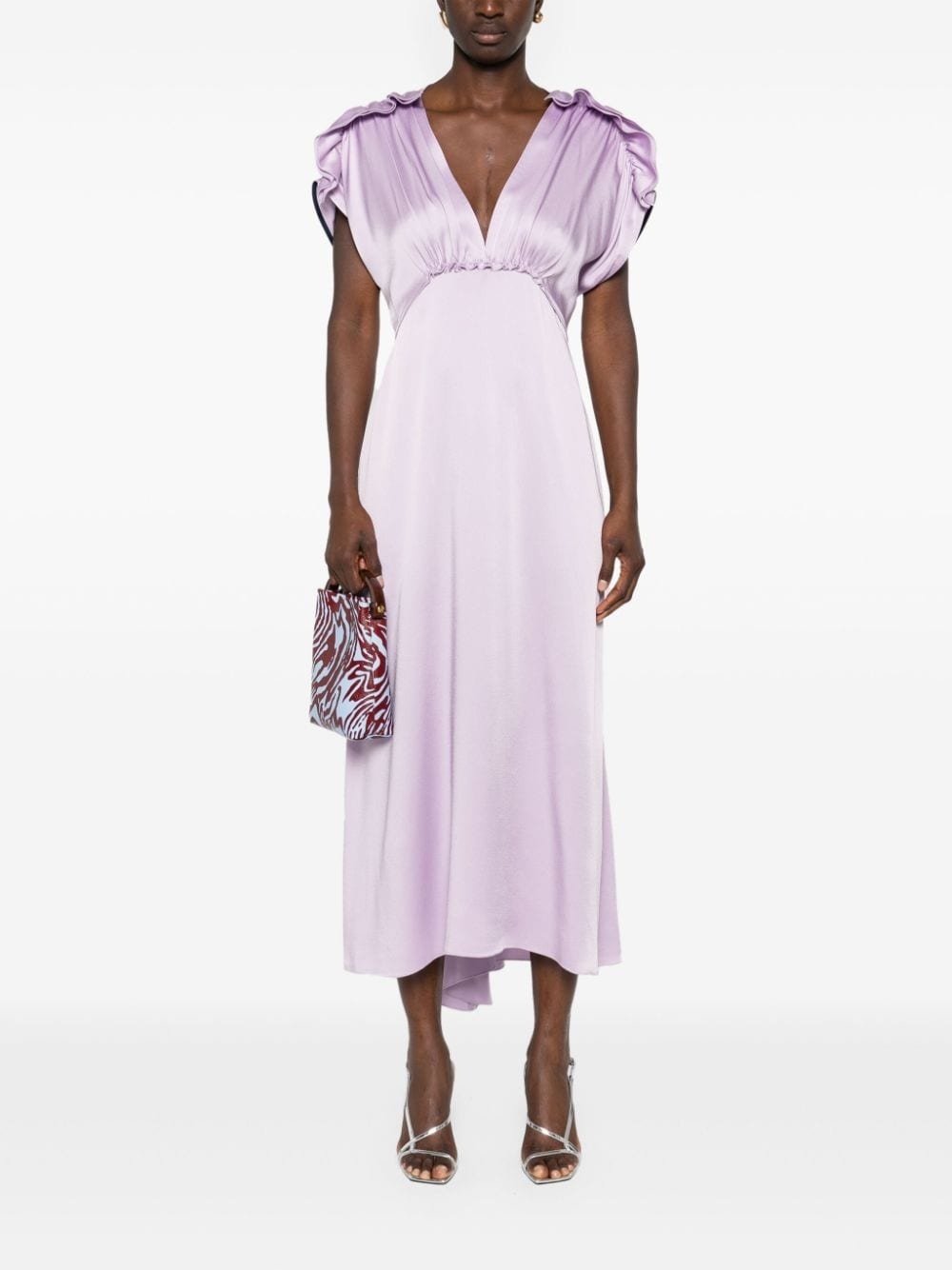 ruffled satin midi dress - 2