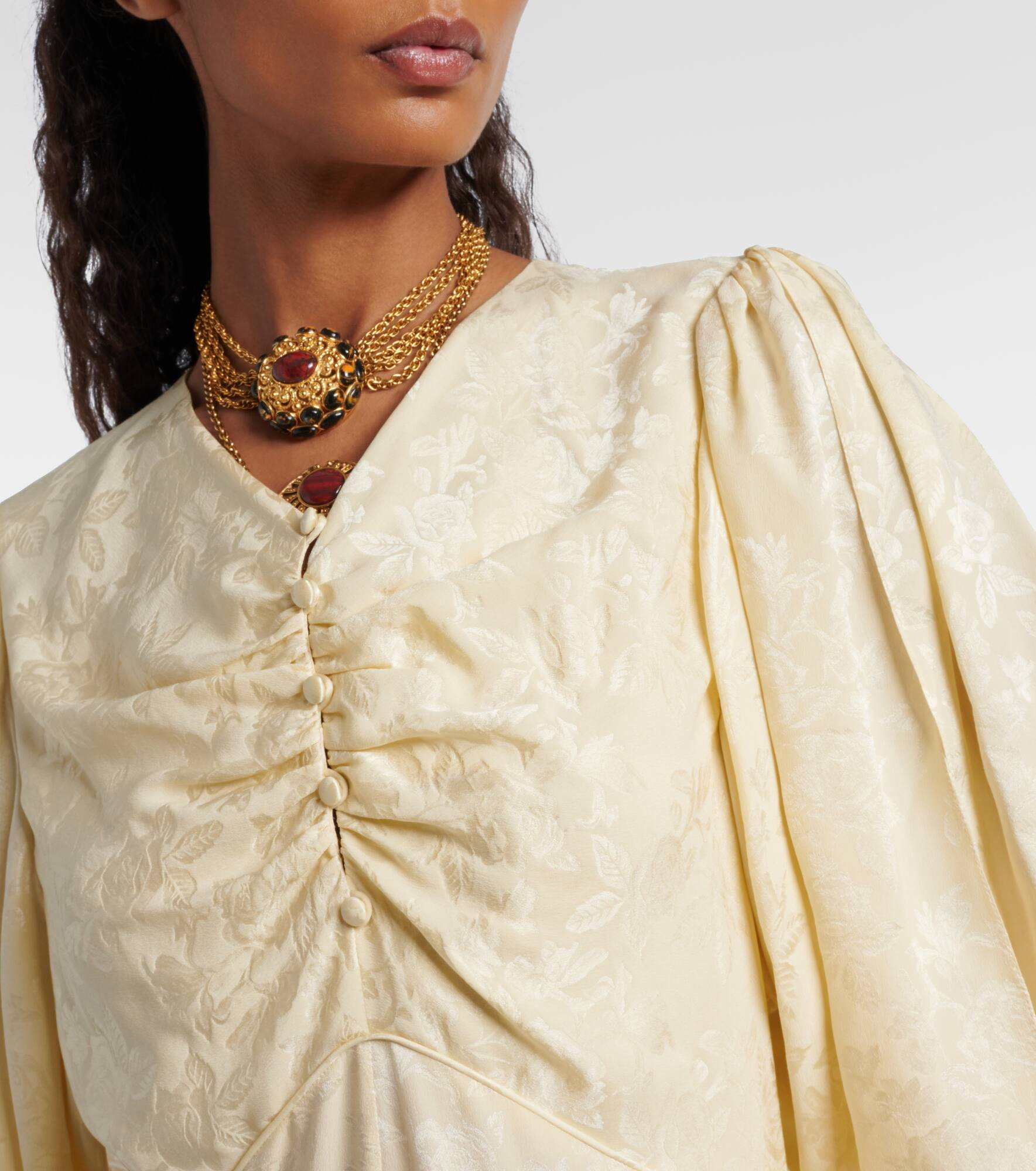 Gathered silk jacquard maxi dress - 4