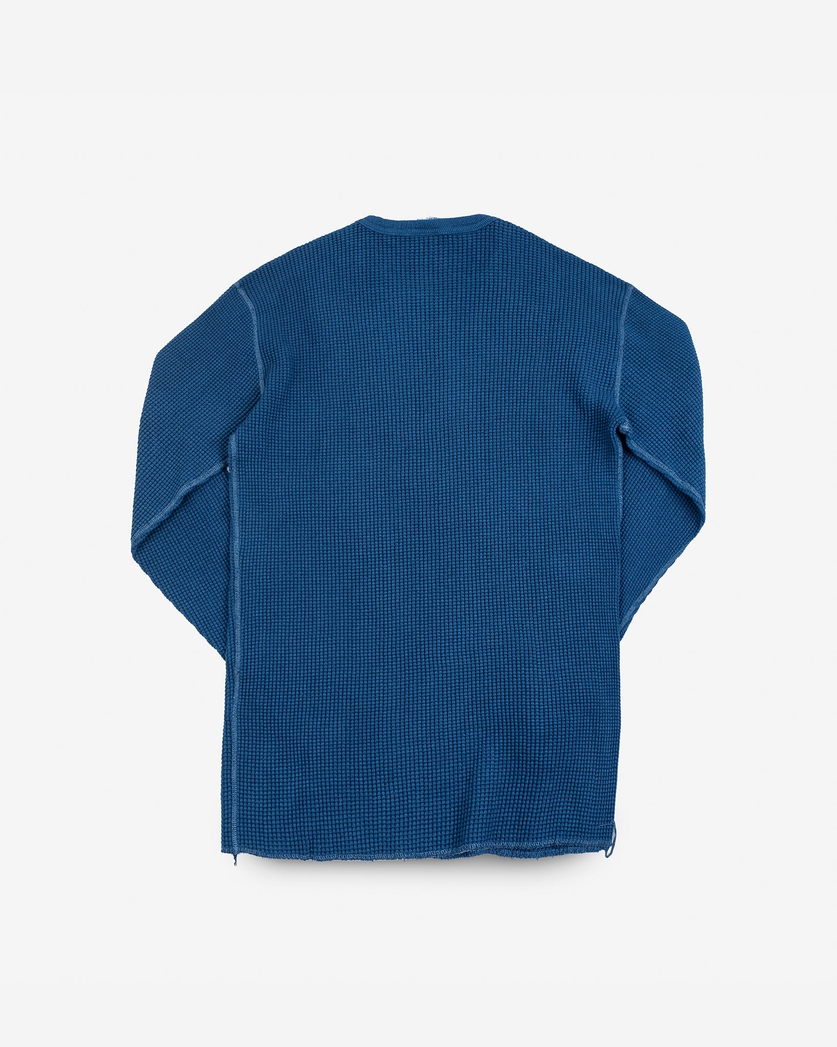 IHTL-1301-IND Waffle Knit Long Sleeved Crew Neck Thermal Top - Indigo Dyed - 5