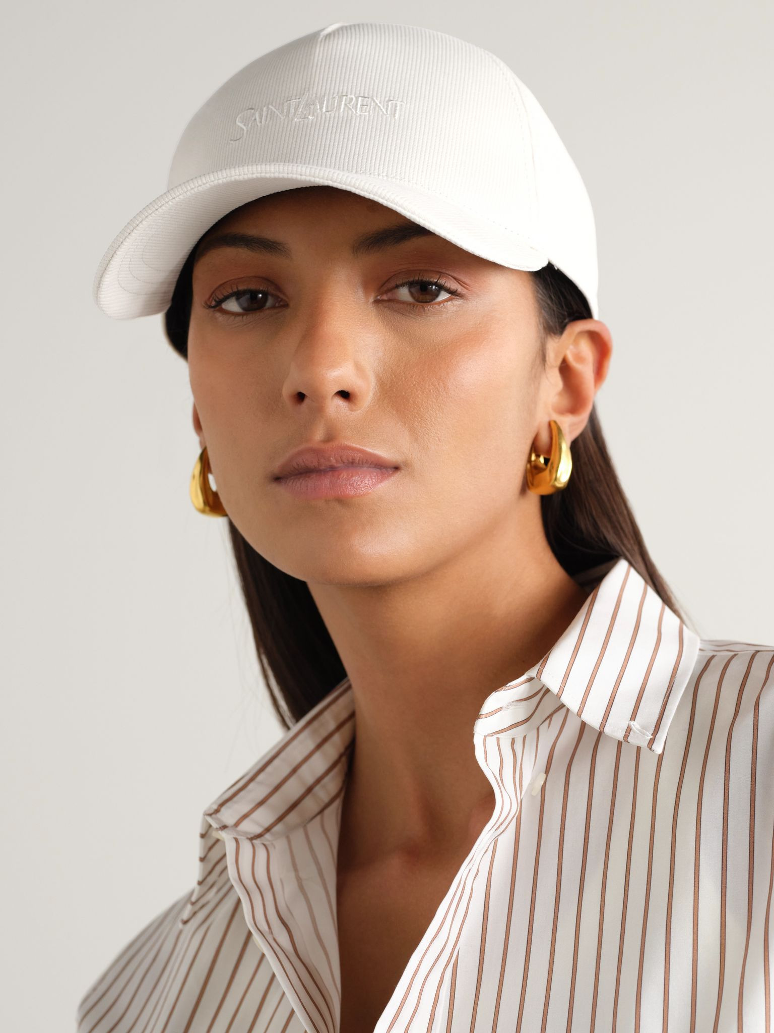 Embroidered cotton-corduroy baseball cap Ivory - 2