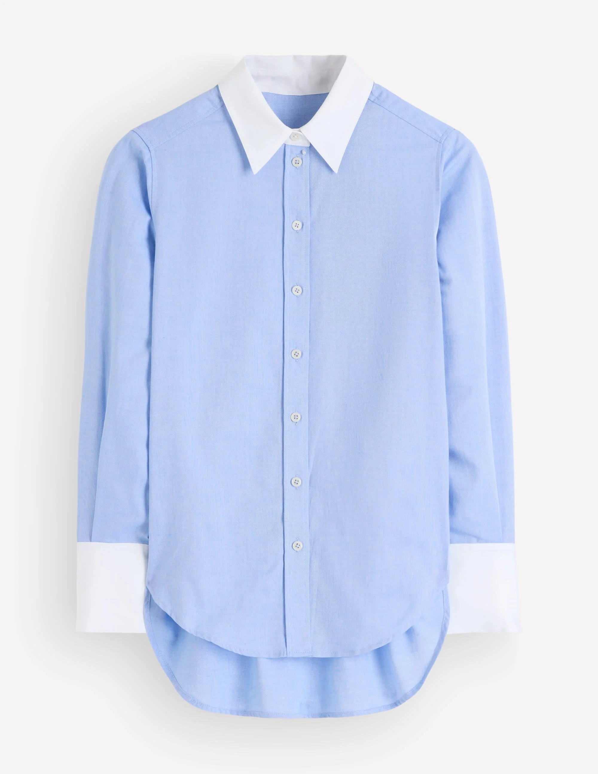 Anna Longline Cotton Shirt-Blue Oxford - 1