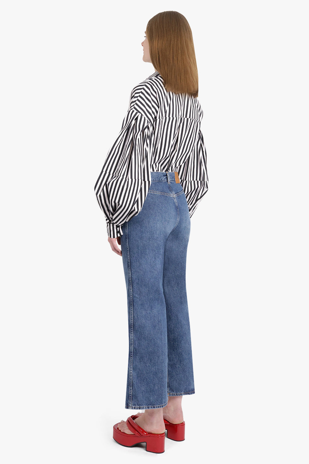 STRIPE L/S SHIRT WITH BALLOON SLEEVES | BLACK/WHITE - 6
