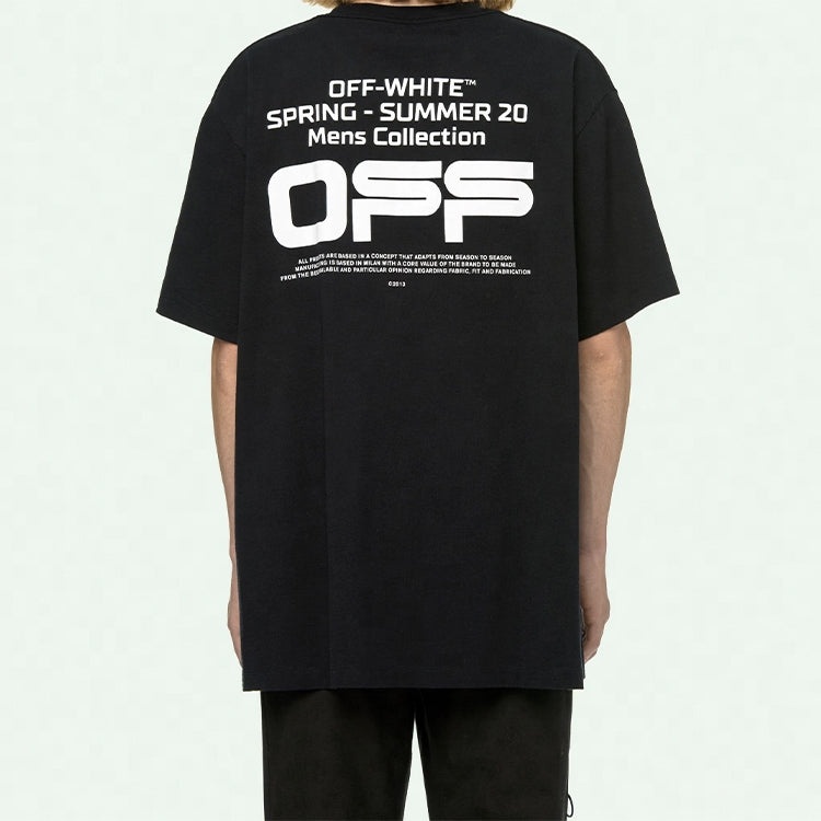 Off-White Wavy Line White T-Shirt Printing Short Sleeve Loose Fit Black OMAA038R201850041001 - 4
