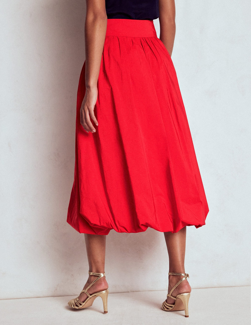 Bubble Hem Midi Skirt-Poppy Red 4