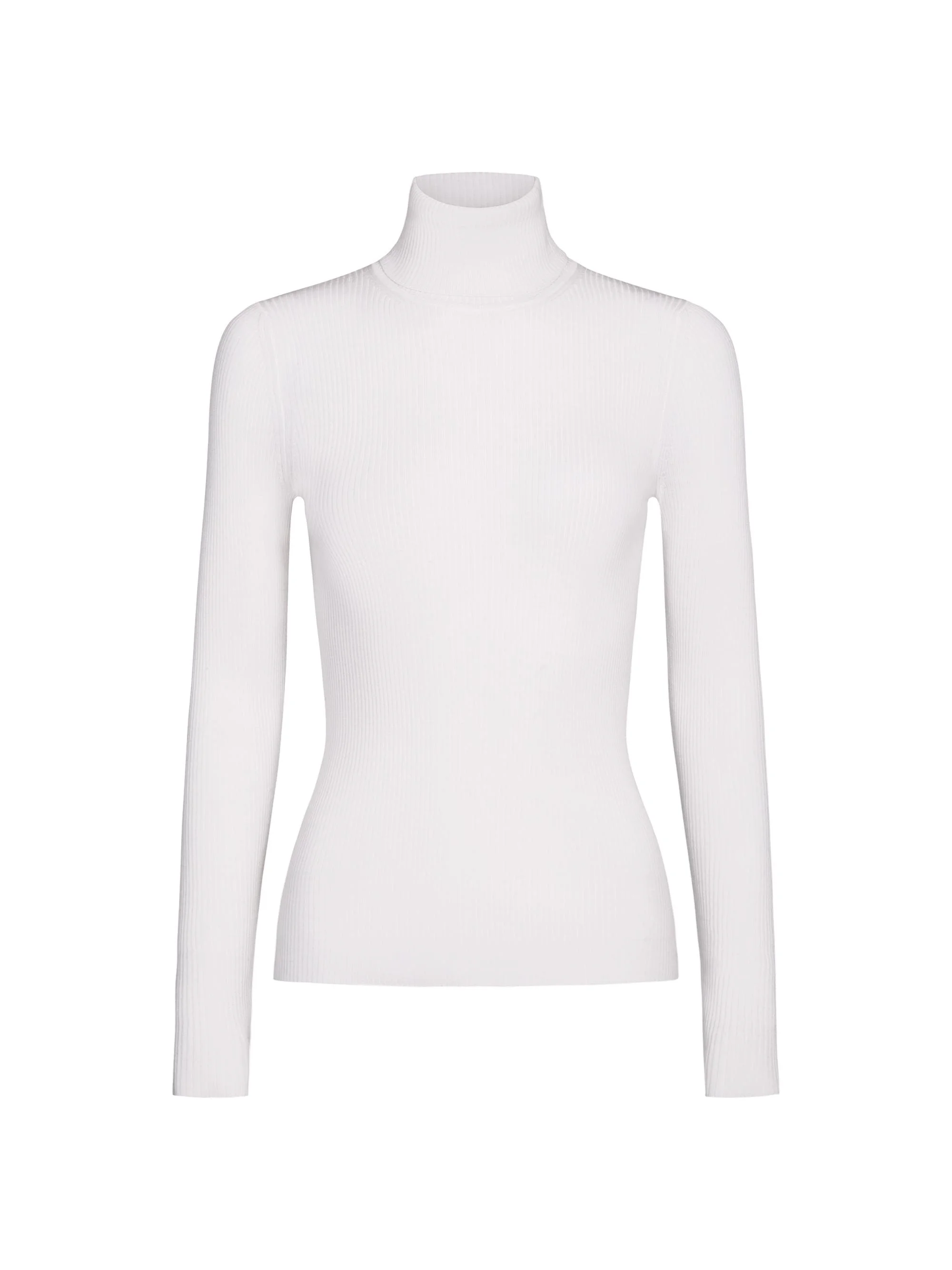 Women's Rib-Knit Wool Turtleneck - White Heather Grey - 1