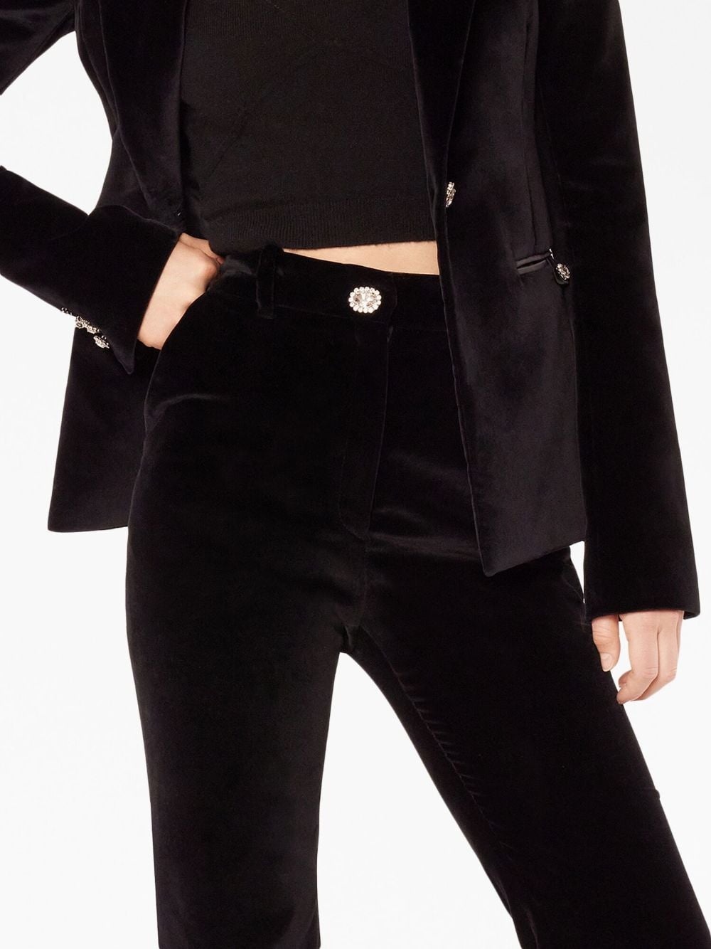 high-waisted velour trousers - 3