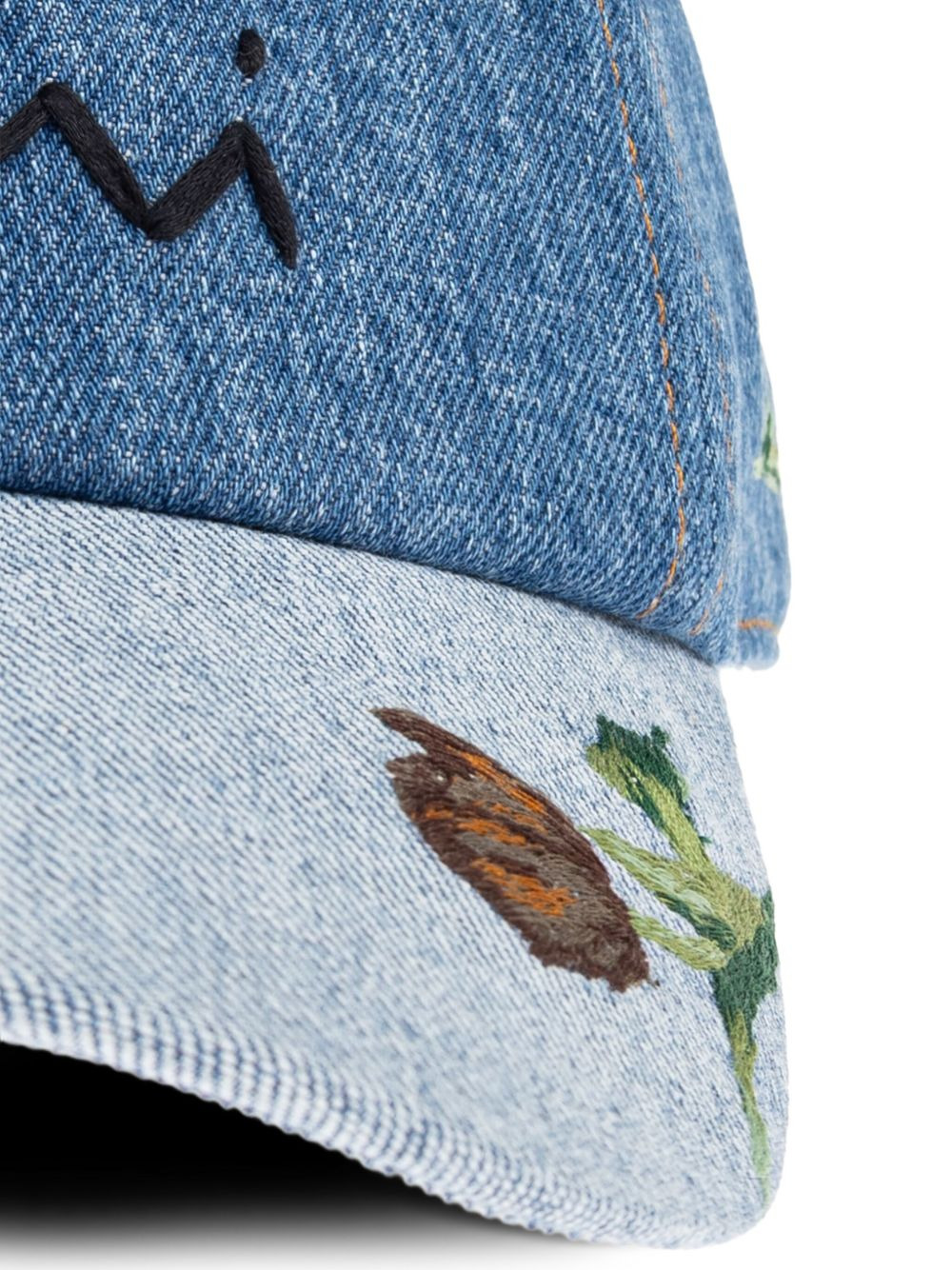 embroidered denim cap - 3