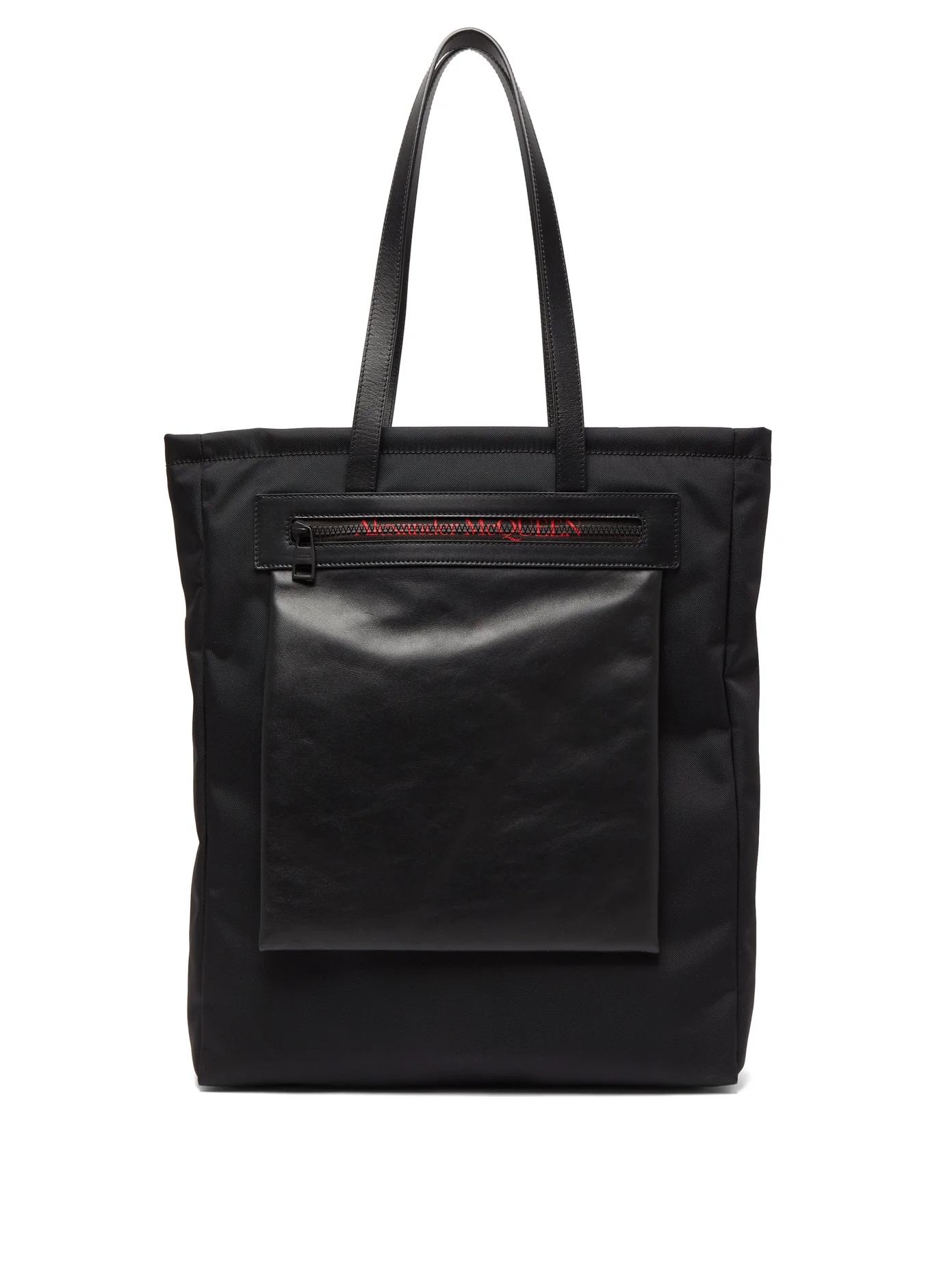 City logo-print leather-trim nylon tote - 1