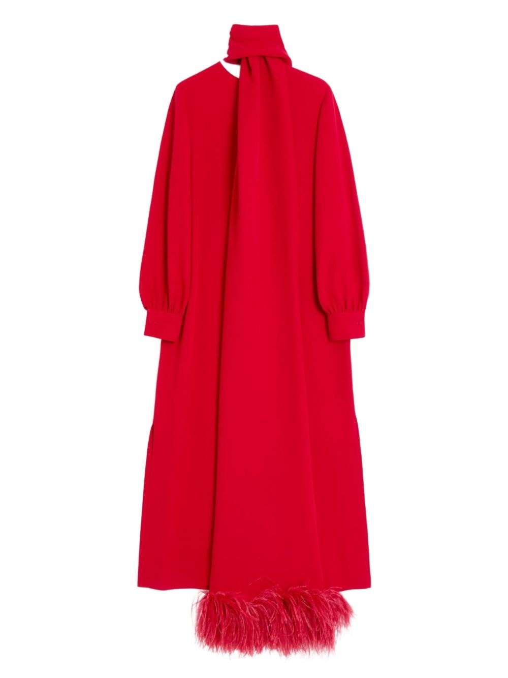 feather-trim midi dress - 1