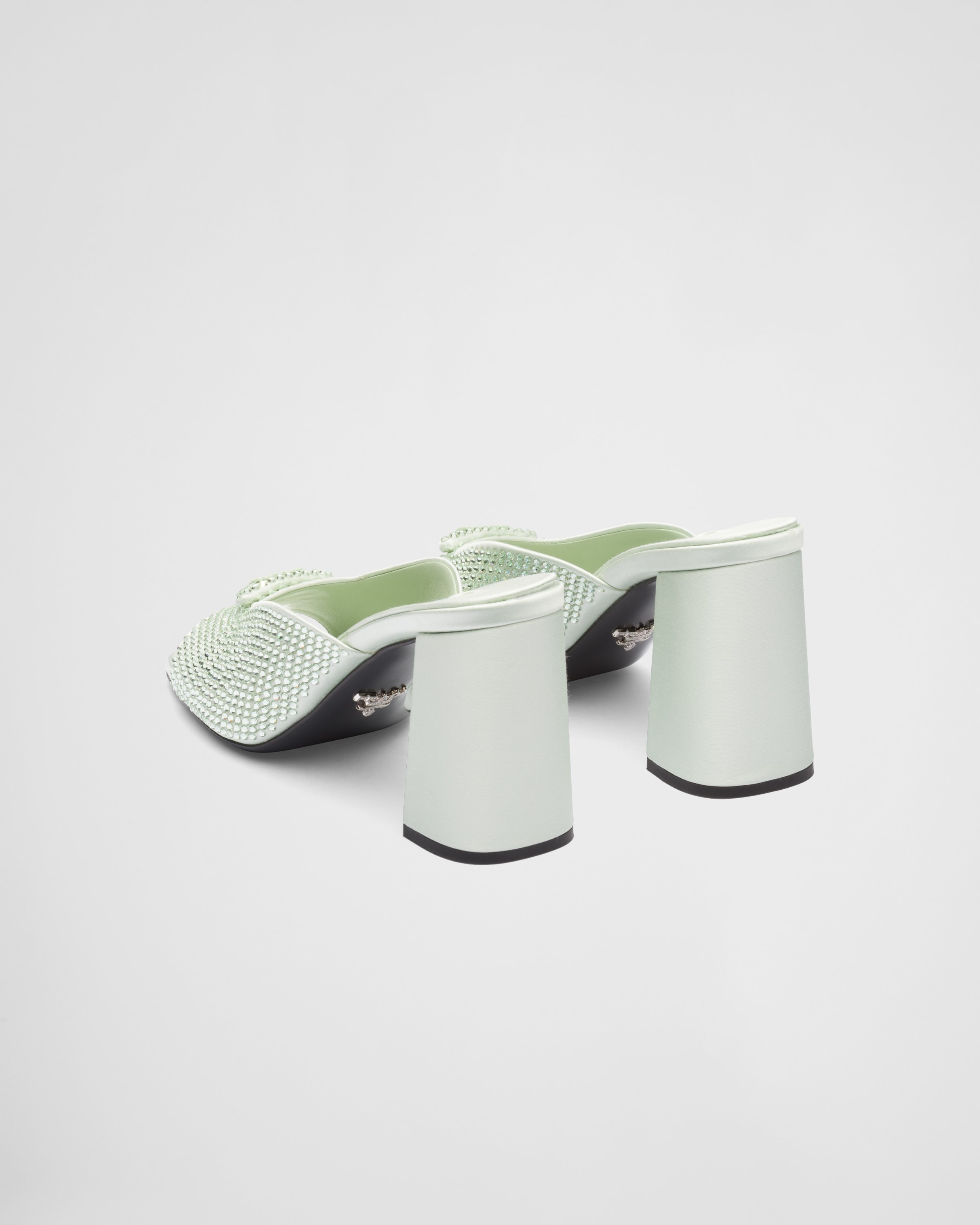 High-heeled satin slides with crystals - 5
