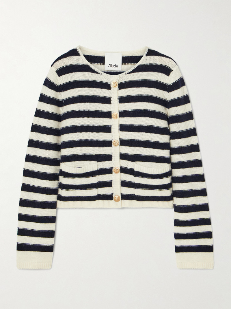 Striped Wool And Cashmere-blend Cardigan 1