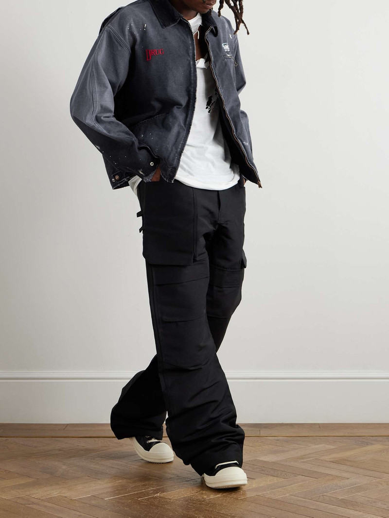 SAINT M×××××× Corduroy-Trimmed Logo-Embroidered Distressed Cotton-Canvas Jacket outlook