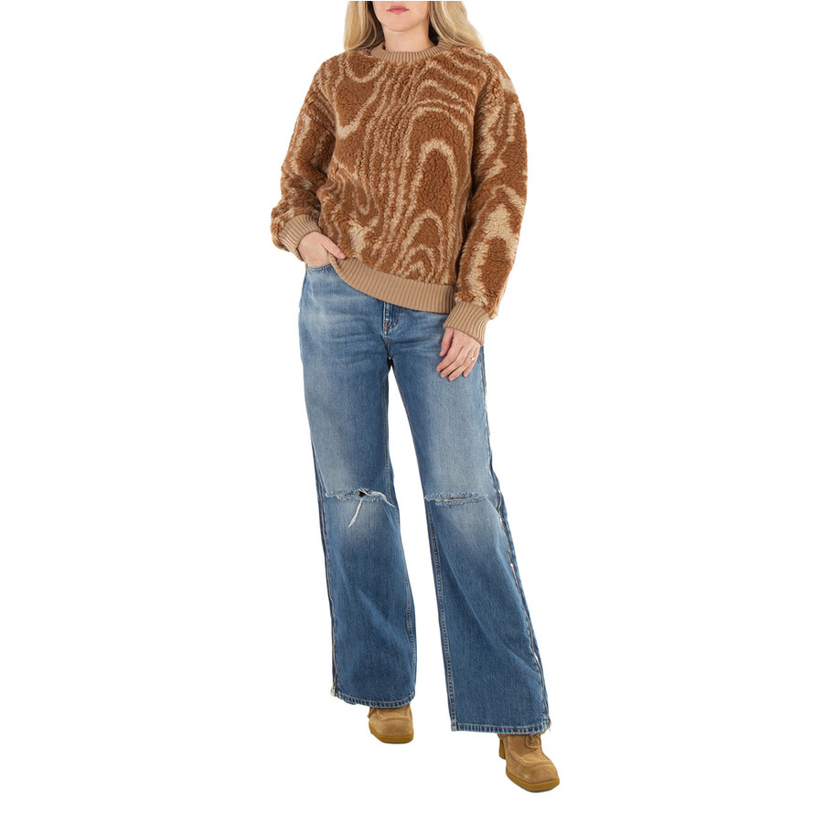 Stella McCartney Ladies Brown Graphic-Pattern Crew-Neck Jumper - 4