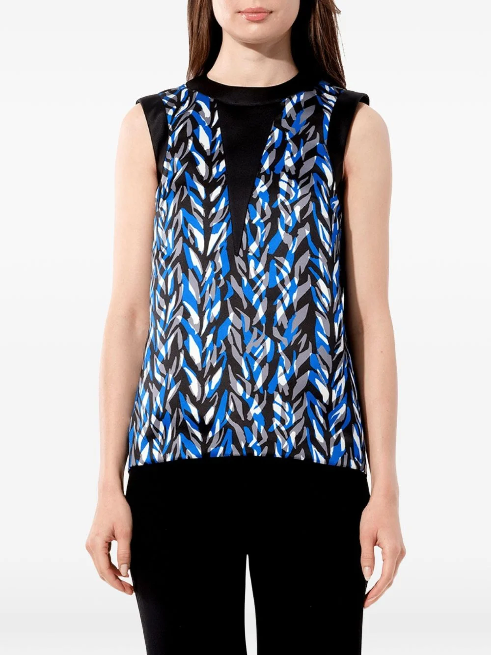 abstract-print sleeveless blouse - 1