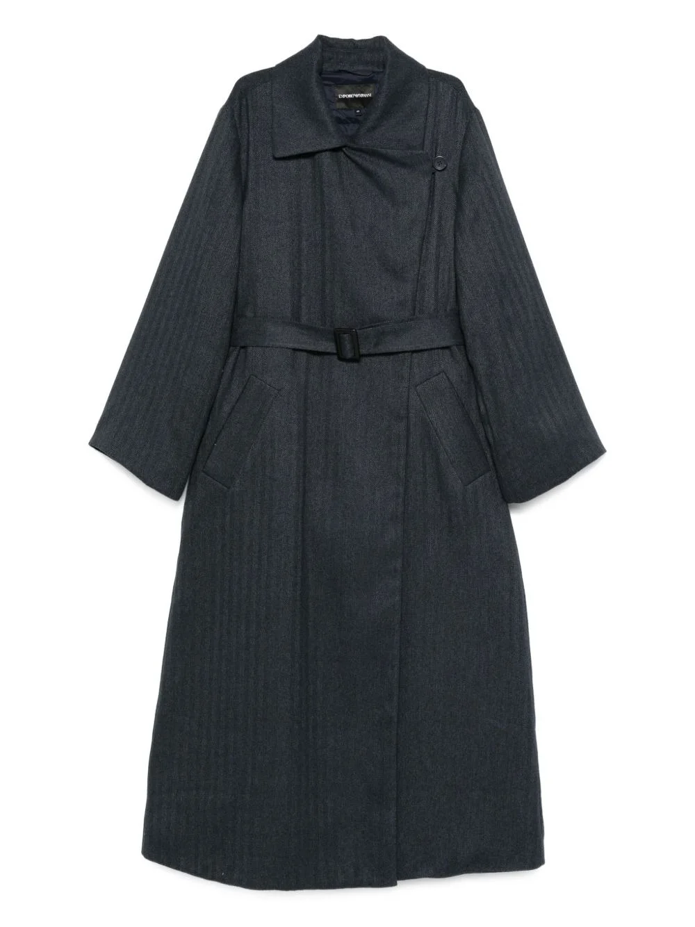 striped belted double-breasted coat - 1