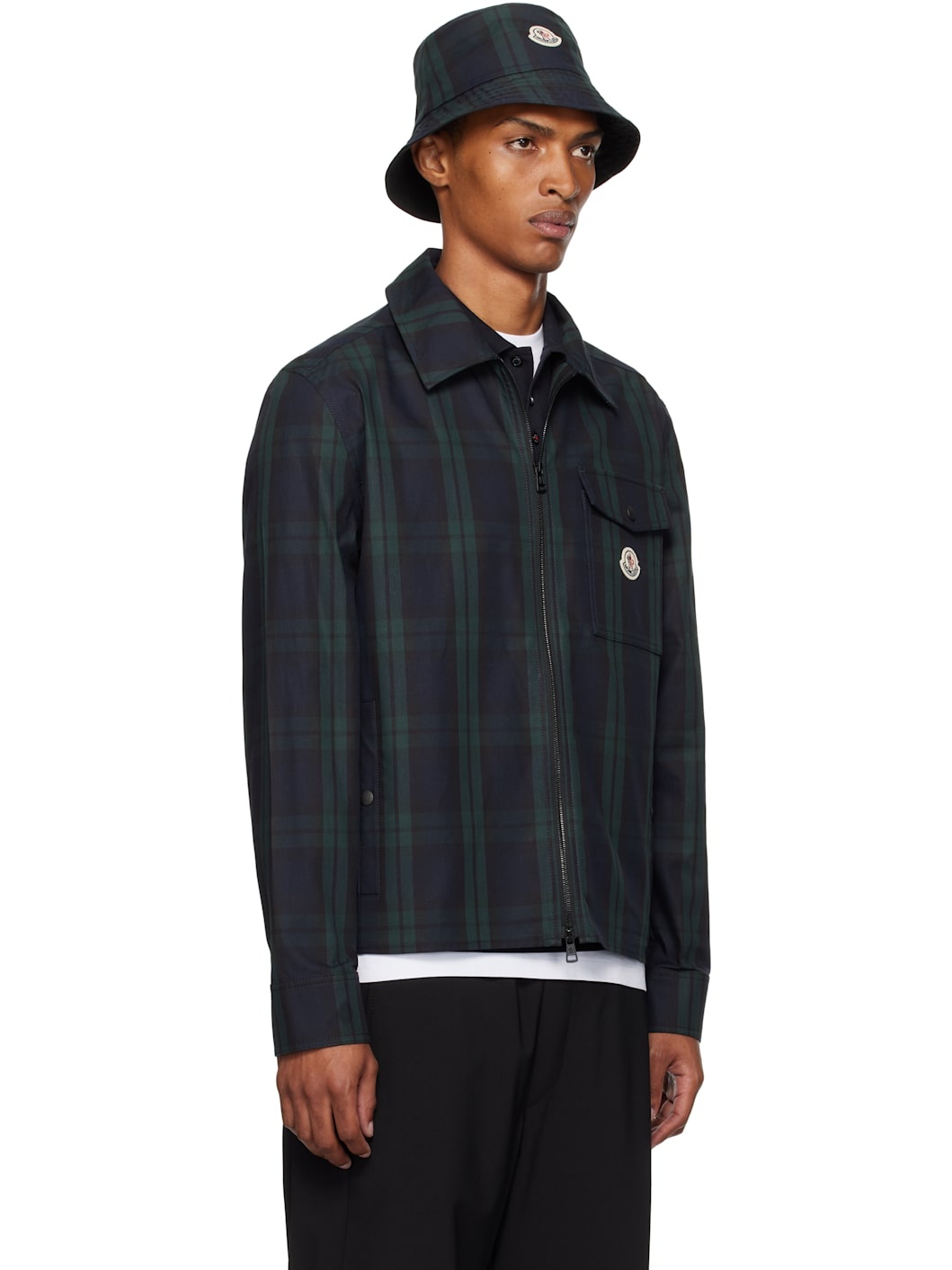 Black & Green Checked Cotton Gabardine Shirt - 2