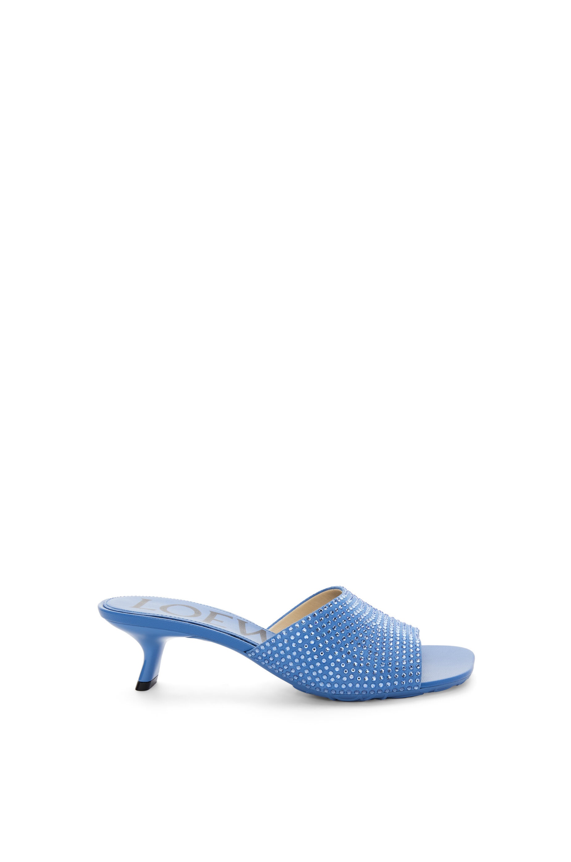 Petal kitten heel slide in suede and crystals - 1