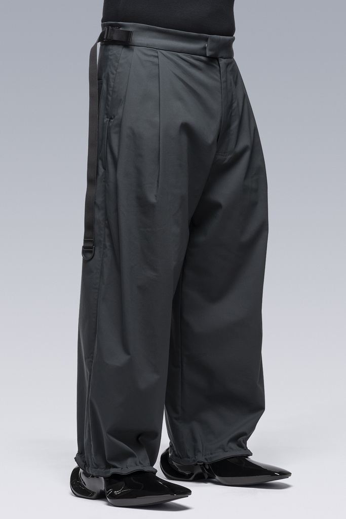 P48-CH Micro Twill Pleated Trouser Schwarzgrün - 4