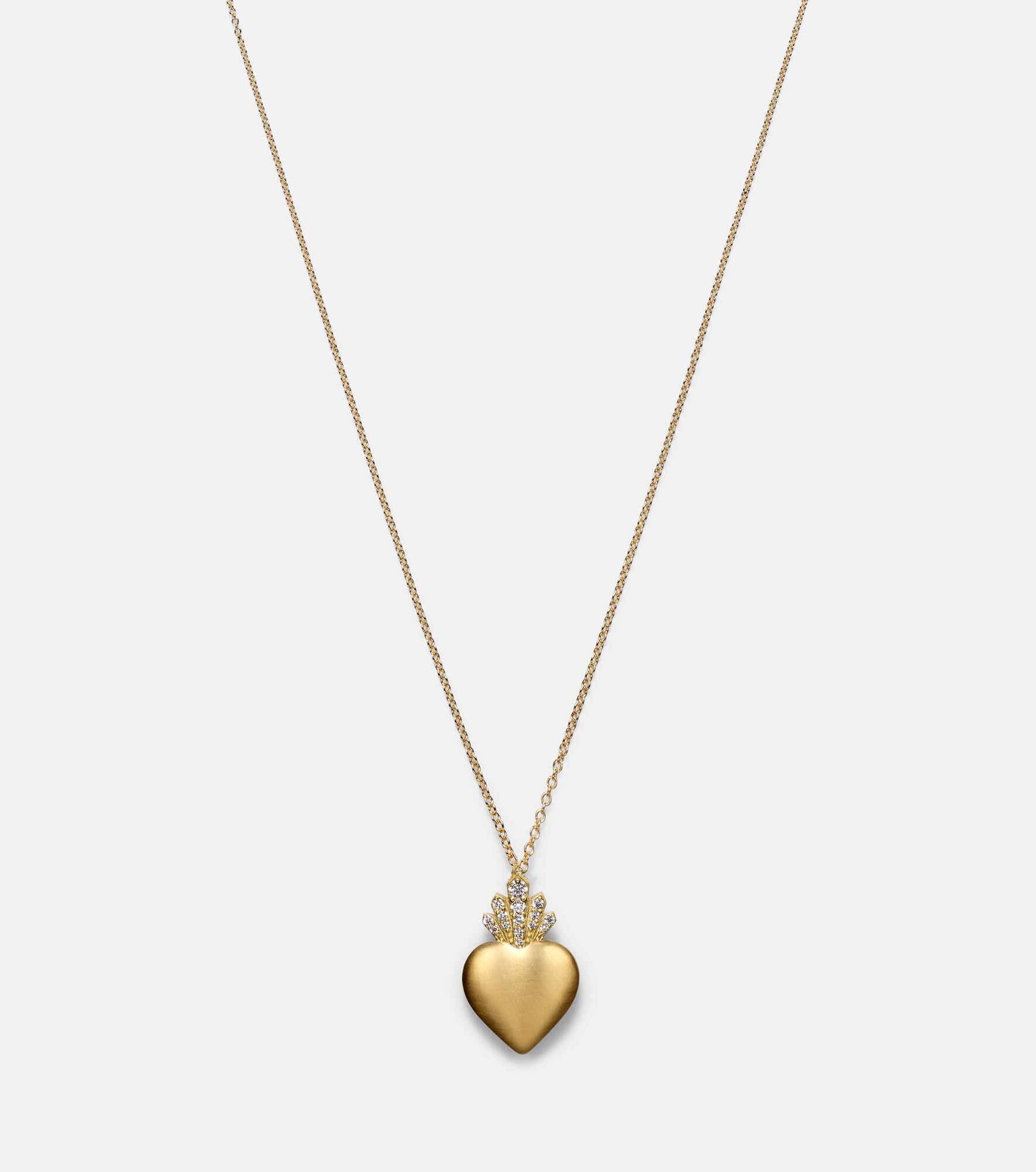 Flame Heart 18kt gold pendant necklace with diamonds - 4
