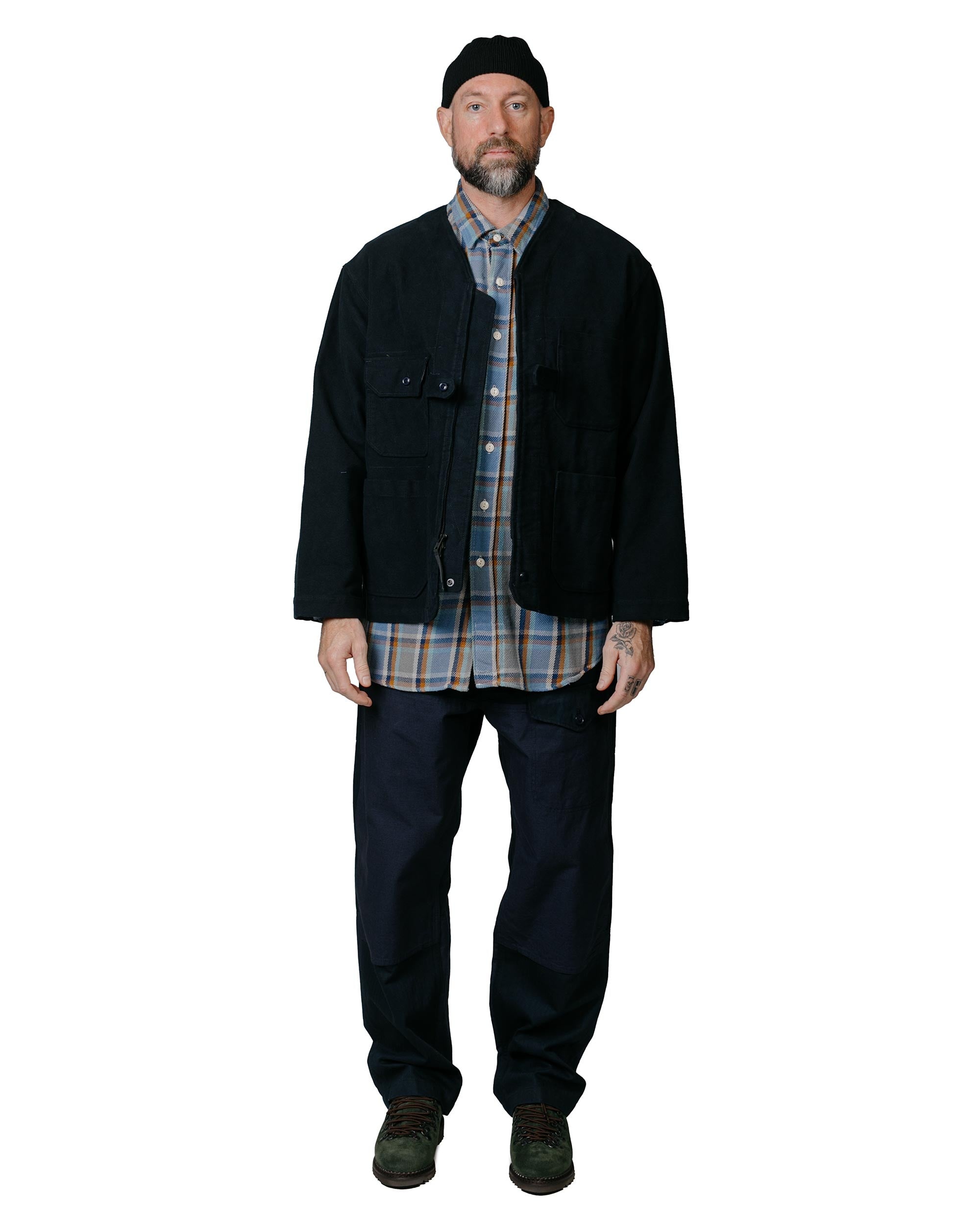 Work Shirt Blue Cotton Heavy Twill Plaid - 4