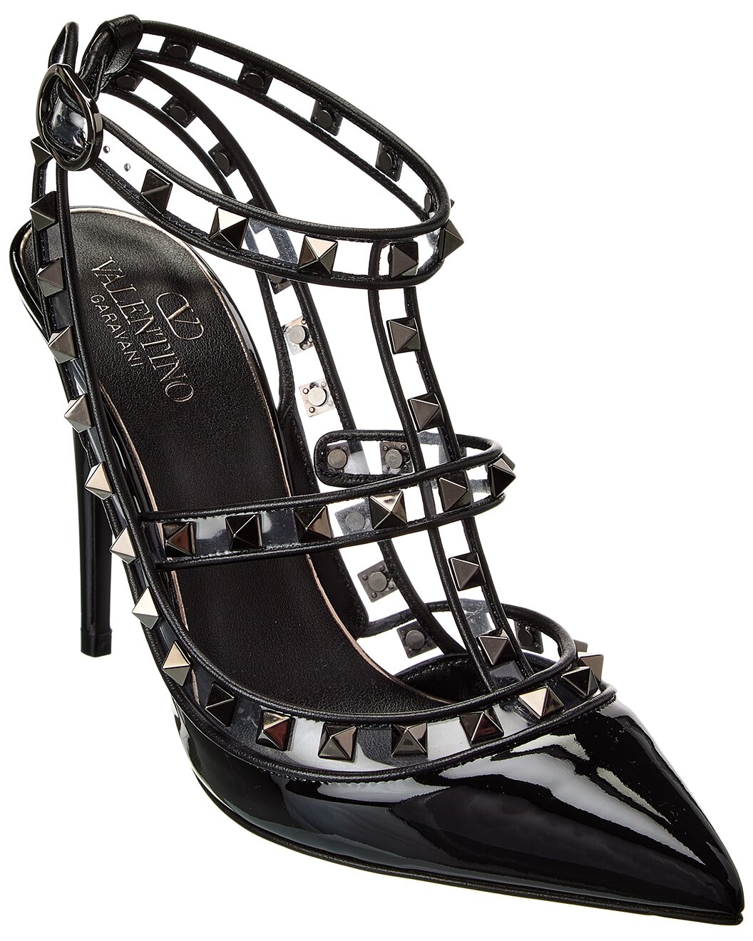 Valentino Rockstud Caged 100 Patent & Vinyl Pump - 1