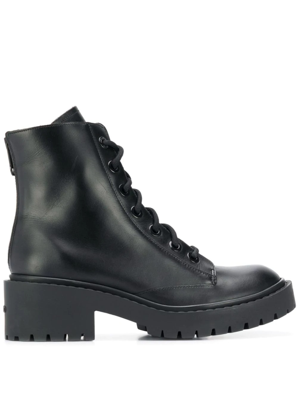 black calf leather ankle  biker boots - 1