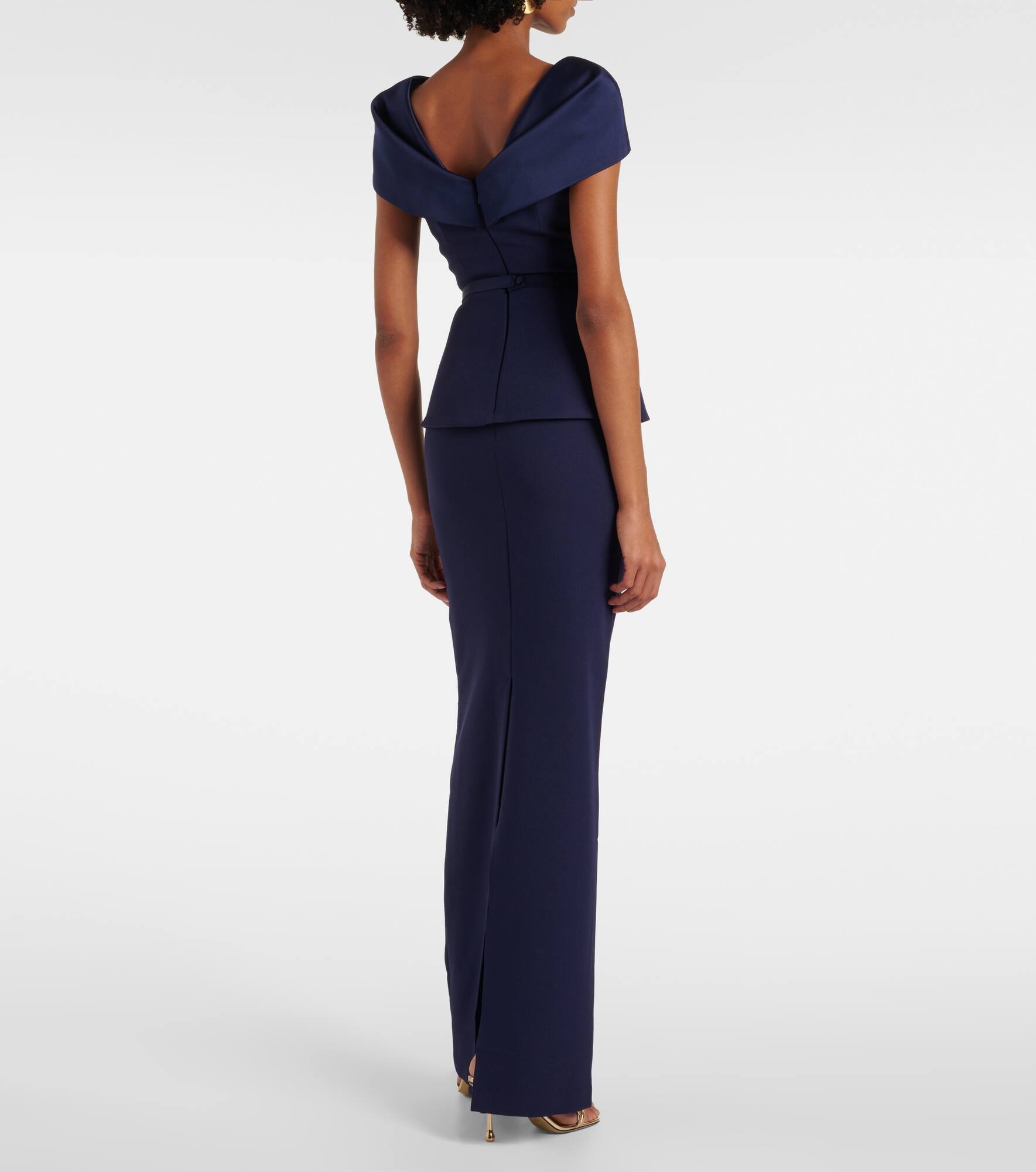 Rella draped peplum heavy crêpe midi dress - 3