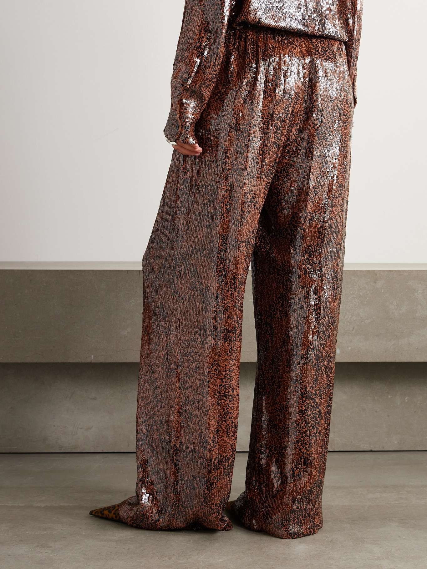 Sequined crepe wide-leg pants - 3