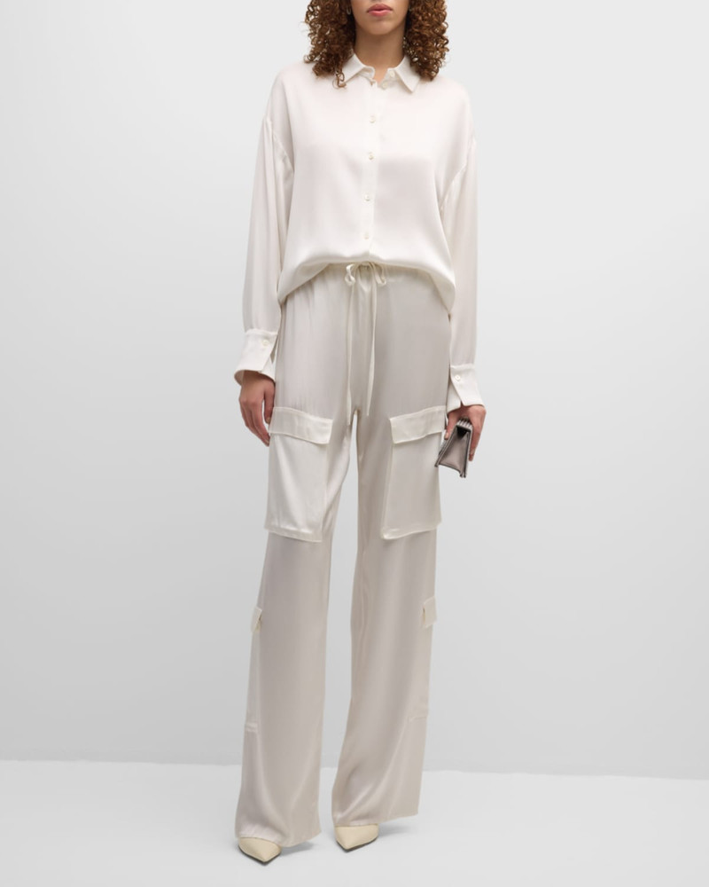 LAPOINTE Doubleface Multiway Satin Button-Down Shirt outlook