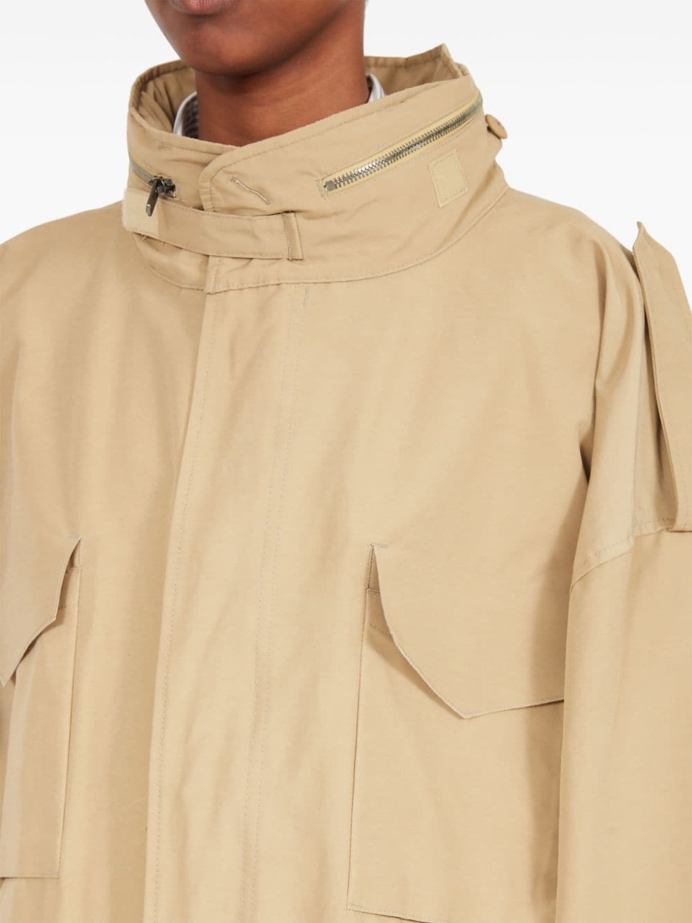 zip-fastening oversized coat - 7