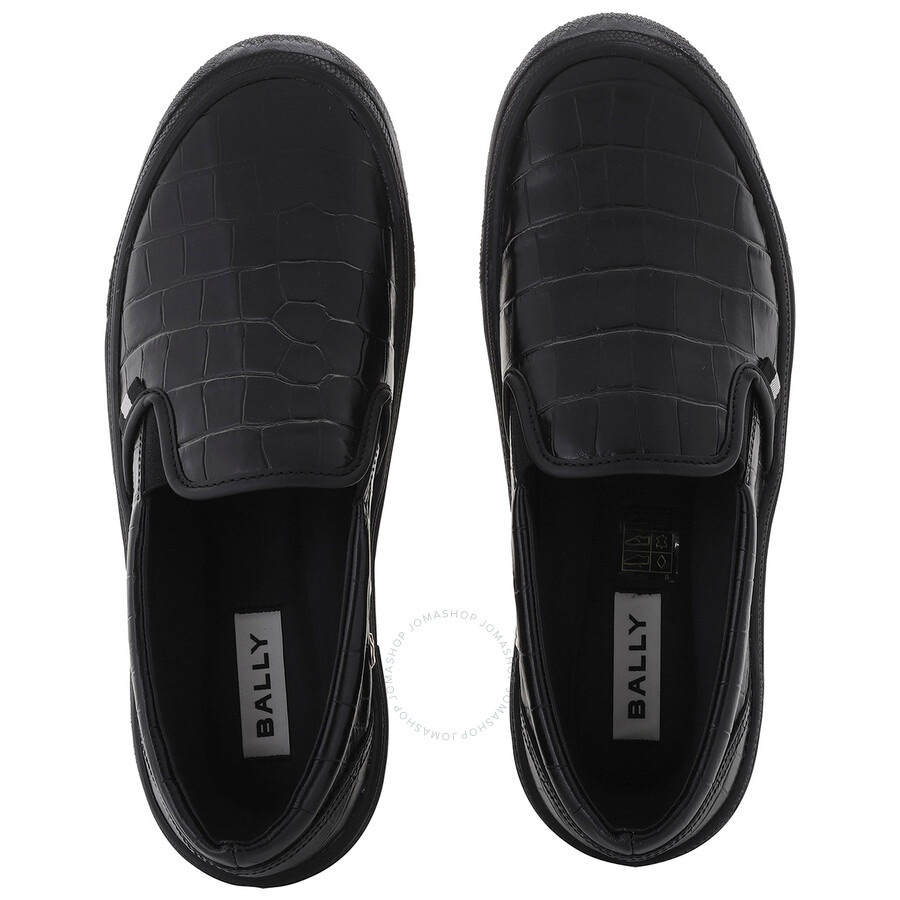 Bally - Open Box - Bally Black Leory-Croc Embossed Slip-On Sneakers, Brand Size 40 ( US Size 7 ) - 3