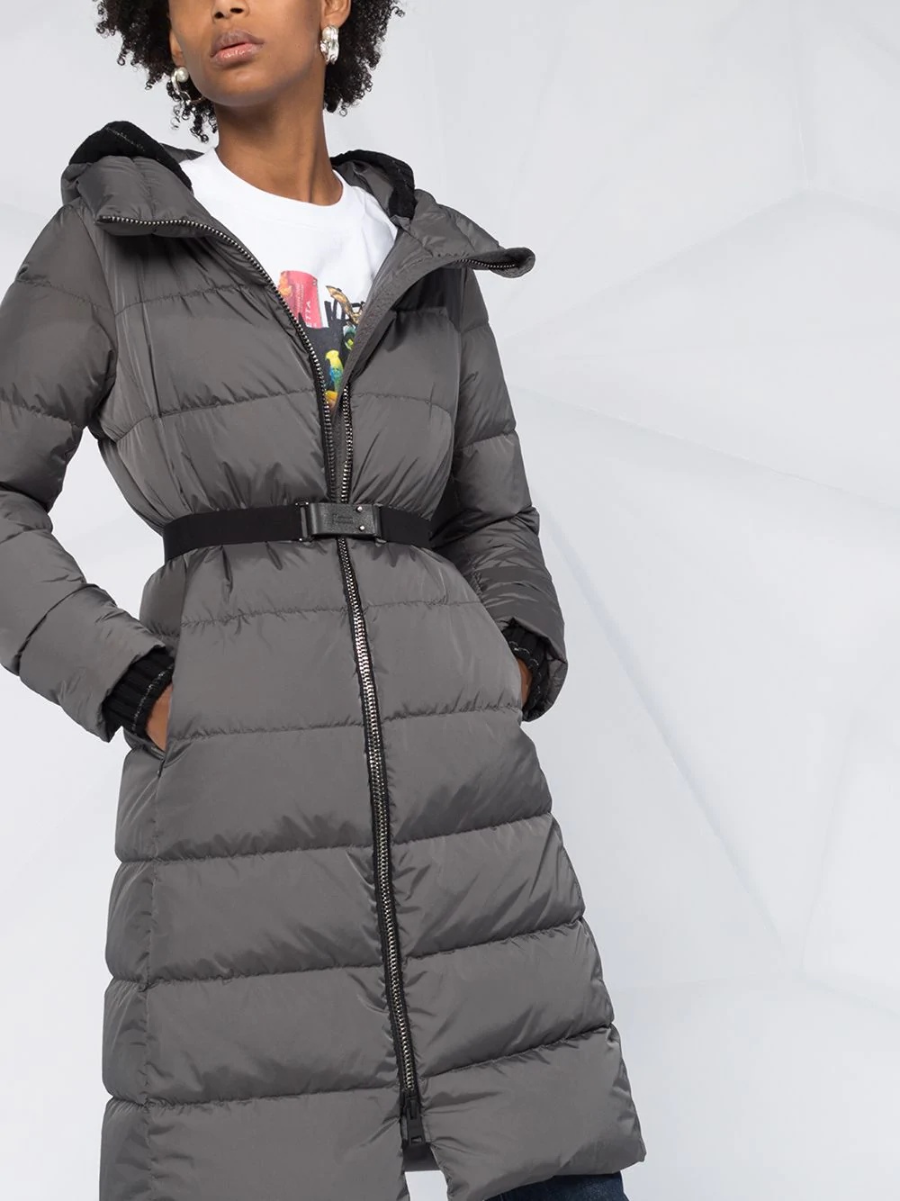 belted padded coat - 5