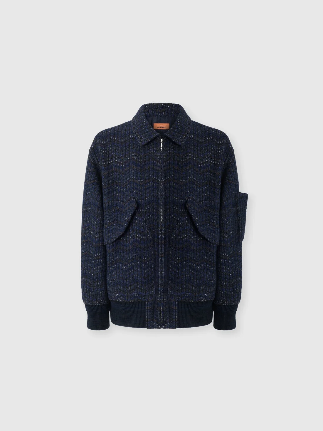 Cashmere and viscose bomber jacket with pockets - 1