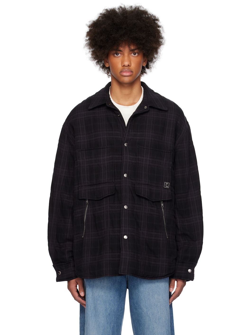 Black Padded Check Shirt - 1