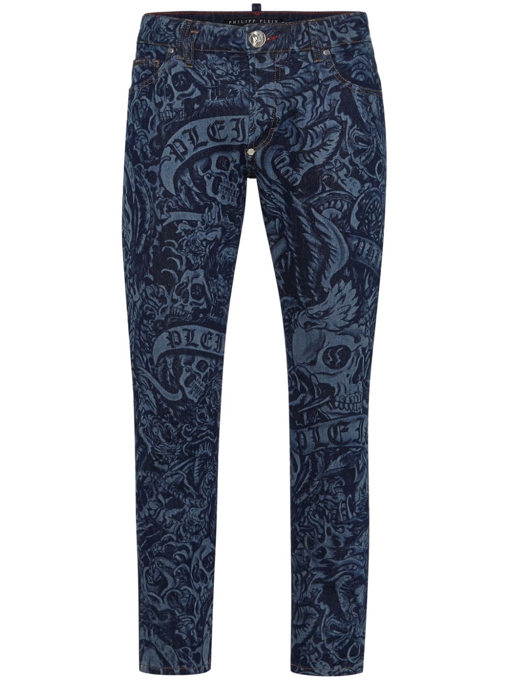tattoo-print skinny jeans - 1